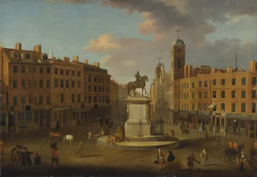 Charing Cross, mit der Statue von König Karl I. und dem Northumberland House